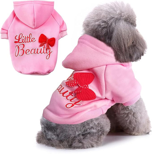 Jecikelon Winter Printed Dog Hoodies Sweatshirts Warm Clothes for Small Dogs Chihuahua Coat Puppy Clothing Cat Custume (Pink, X-Large)
