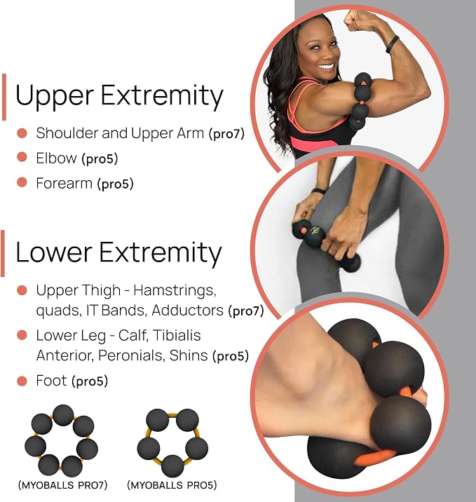 PRIMEKINETIX MyoBalls Massage Therapy Balls - 360° Relief for Plantar Fasciitis, Shin Splints, Tight Calves & IT Band - Deep Tissue Trigger Point Tool for Athletes & Active Lifestyles - 7 Ball Set