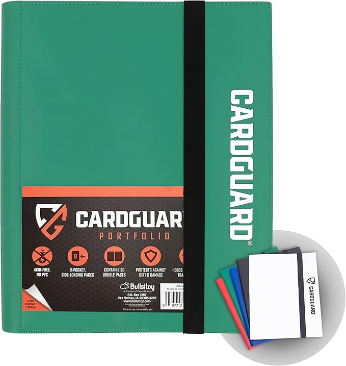 CardGuard Trading Card Binder Pro-Folio – 9 Pocket Binder - Side-Loading Album, Durable & Acid-Free Storage for Pokémon, YuGiOh, MTG, TCG, Game & Sports Cards, Dark Green