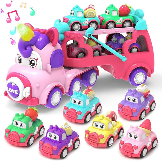 Dinosaur Toys for Kids 2 3 4 5 6,5 in 1 Dinosaur Truck with 4 Dino Car,Light & Sound,Toys for 2-7 Year Old Boys Toddlers,Christmas Birthday Gift Toys for 3 4 5+ Year Old Boys Girls Kids