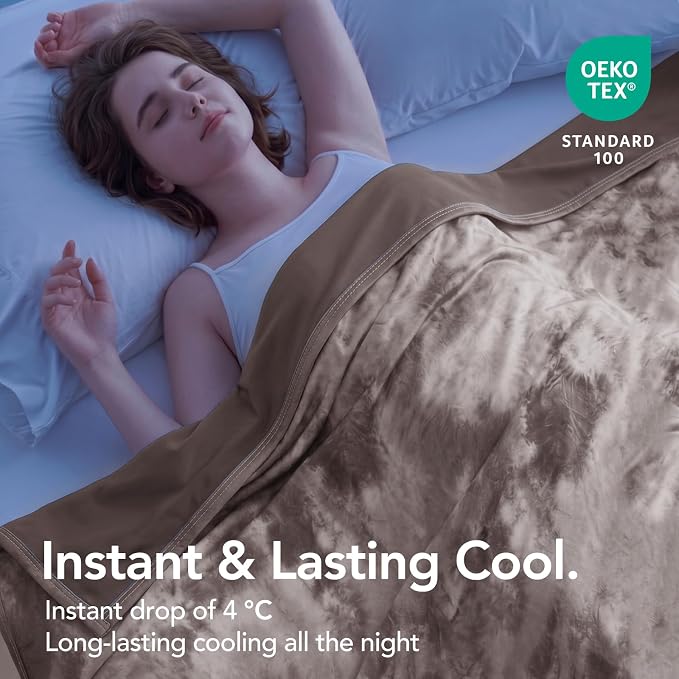 Cooling Blanket Queen Size 80"x88" for Hot Sleepers | Cold Summer Soft Blanket for Bed Couch and Travel Absorbs Heat Q-Max>0.35 Cool Lightweight Throw for Night Sweats Menopause
