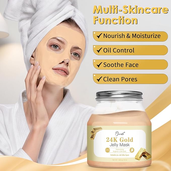 Powder Jelly Mask for Facials Professional, Peel Off Facial Mask for Hydrating & Moisturizing, Hydrojelly Mask for Women Men Skin Care, Home DIY Spa Use for All Skin with 24K Gold