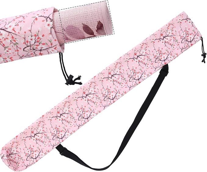 Shinylin 35 Inch Mahjong Mat Carrying Bag with Strap, Printed Drawstring Mahjong Holder Bag Outdoor Travel Canvas Storage for Board Games, Yoga Mats, Tripod