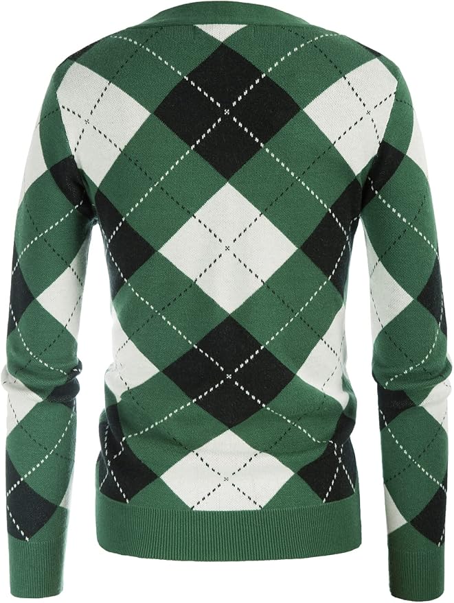 GRACE KARIN Womens Cardigan Sweater Fall Fashion Argyle Sweater Button Up Cardigan Teacher Outfits Preppy Clothes