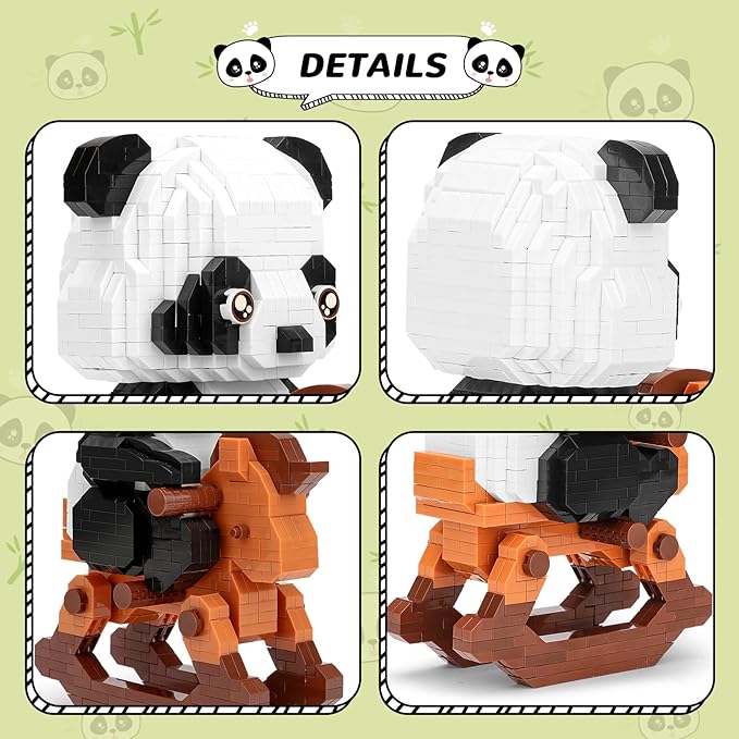 QLT QIAOLETONG Mini Animals Building Blocks Sets for Goodie Bags, Party Favors for Kids 12+ 14+, 1262 PCS Small Set Micro Mini Cute Panda Building Toy Bricks for Adults, Birthday, Carnival Prizes