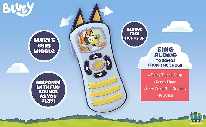eKids Bluey Toy Remote Control for Toddlers with Built-in Music and Sound Effects, Bluey Toys for Kids