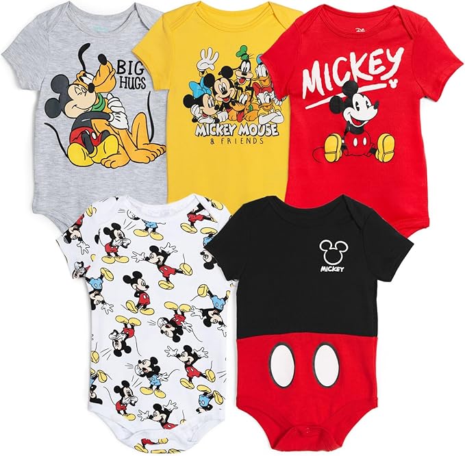 Disney Baby 5 Pack Bodysuits Newborn to Infant Sizes (Newborn - 24 Months)