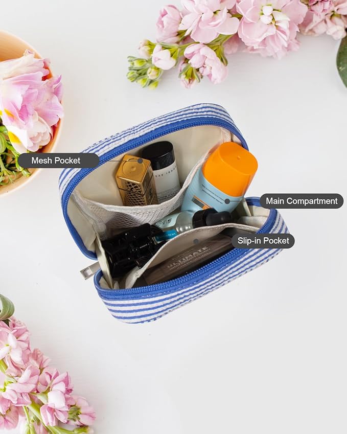 KOTORA Mom Gifts for Women, Travel Makeup Bag Organizer | Graduation Gifts for Her | Small Travel Essentials Makeup Bag (Blue, D)