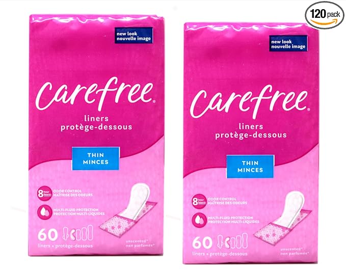 Carefree Pantiliners Thin to Go Unscented - 60 Count, Pack of 2