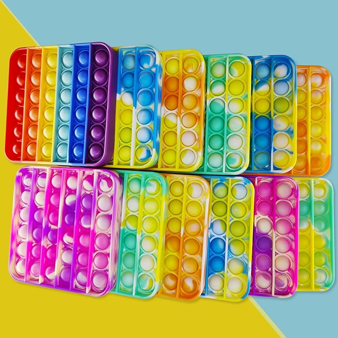 12 Pcs Pop Bubble Fidget for Party Favors, Stress Relief Pressure Relieving Toys for Kids, Pop Bulk Toddler for Christmas Valentine Birthday Gifts and Classroom Prizes