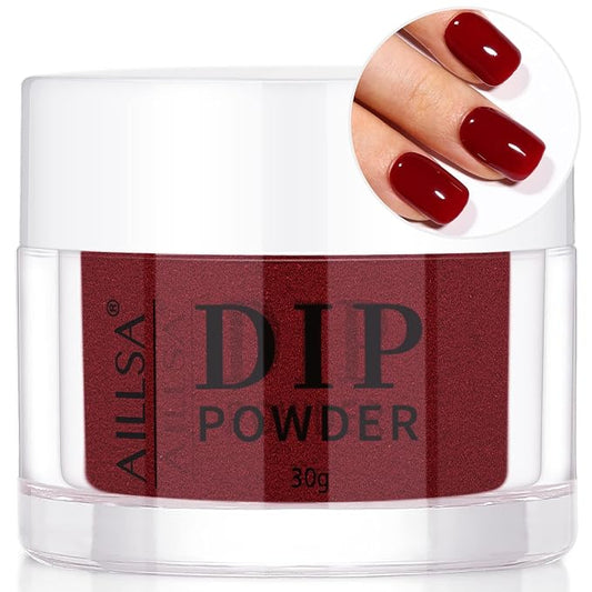 AILLSA Dip Powder Wine Red for Valentine's Day, Red Dip Powder Nail 1 Oz | Burgundy Nail Dipping Powder French Nail Art for Starter Manicure Salon DIY at Home, Fall Winter Dip Powder Colors for Women