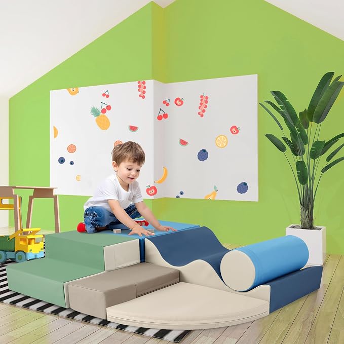 Merax Climbing Toys for Toddlers, Soft Climb and Crawl Playset Indoor Baby Soft Foam Blocks for Climbing, Crawling, 6-Piece