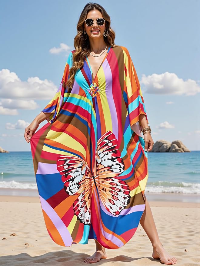 Mumu Dresses for Women Plus Size, Bohemian Kaftan Beach Cover Up Long Maxi Nightgown Soft Loungewear