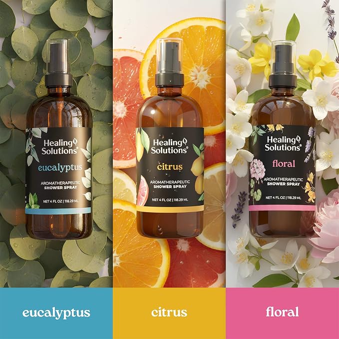 Healing Solutions Aromatherapy Shower Spray, Floral Blend, 4oz, Therapeutic Grade Essential Oils, Made in the USA, At Home Spa Experience (4oz, Floral)