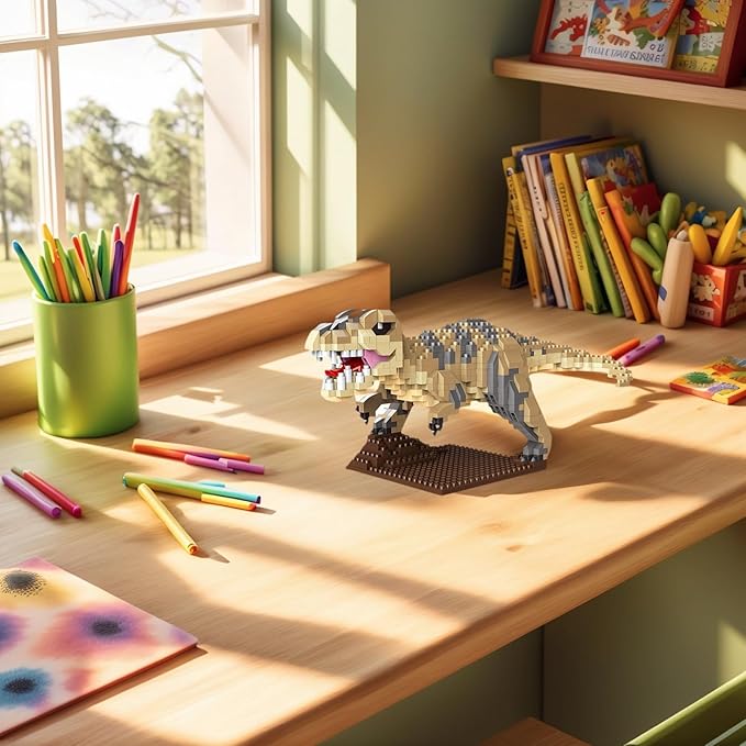 Dinosaur Micro Mini Building Block Sets for Adults, No Compatible with Lego, Building Toys for Home & Office Decor, MOC 3D Creative Model Gifts for Christmas