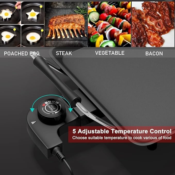 LDAILY Electric Griddle, Nonstick Extra Large Electric Teppanyaki Grill, 35’’ Korean BBQ Grill with 5 Temperature, Long Portable Indoor Table Top Barbecue Pan for Party/Home/Camping Cooking, 2000W
