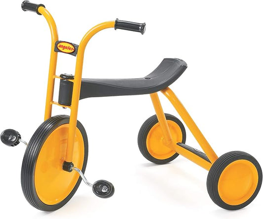 MYRIDER Toddler Trike, Kids Tricycle for Preschool, Daycare, Playground Kids Tricycles, Rubber Tires, Yellow/Black, 12" Midi
