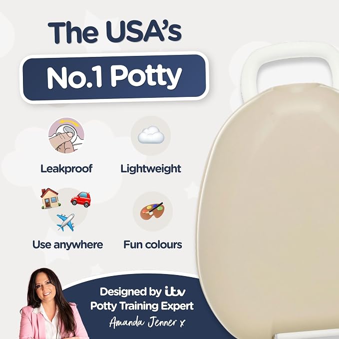 My Carry Potty - Natural Beige Travel Potty, Award-Winning Portable Toddler Toilet Seat for Kids to Take Everywhere