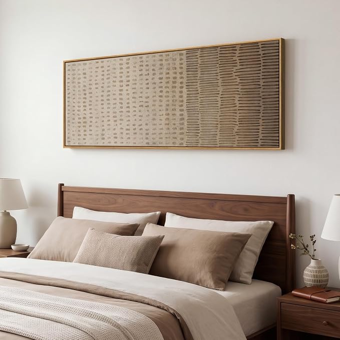 Large Framed Neutral Wabi Sabi Abstract Wall Art, Long Vertical 60x20 In | Beige brown modern organic picture, Canvas prints, Wood frame, Minimalist artwork, Wall decor for hallway living room bedroom