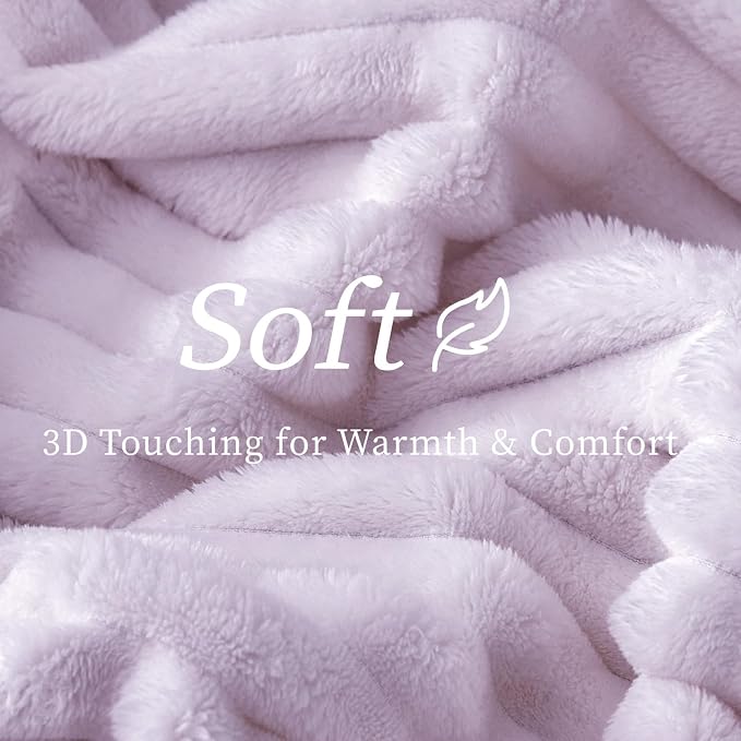 BEDELITE Ribbed Twin Blanket for Couch & Bed, Lavender Fog, 60"x80" | Ultra-Soft Plush Fleece, Cozy, Warm Yet Lightweight, Ribbed Texture, Home Decor, Machine Washable, Giftable, All-Season Use