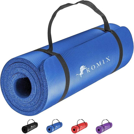ROMIX Yoga Mat Thick 2/5 Inch (10mm), 72"L x 24"W Non-Slip Workout Mat, Large Yoga Mats for Women Men With Carry Bag and Strap, Exercise Mats for Home Workout Meditation Training Equipment