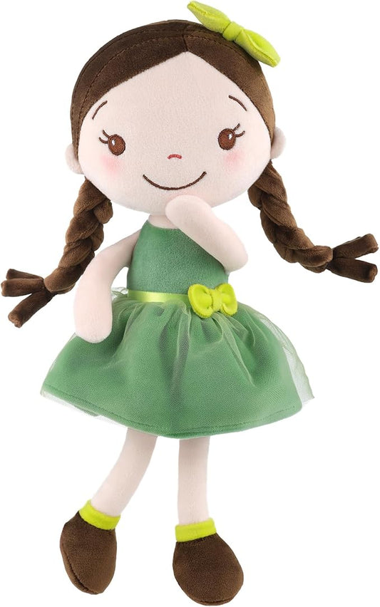 Soft Plush Baby Doll for Girls (12") - My First Baby Doll Gift for Girls, Toddlers & Infants, Machine Washable Rag Doll Toy - Forest Girl
