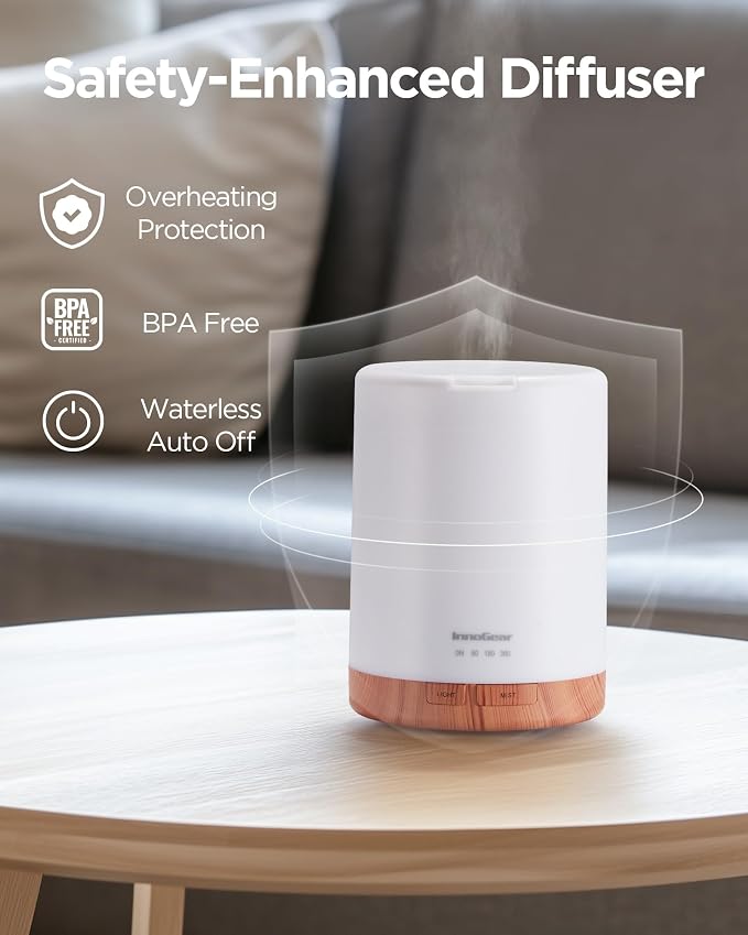 InnGear 100ML Essential Oil Diffuser & 300ML Premium 5-in-1 Ultrasonic Aromatherapy Diffusers, Scent Humidifier Aroma Diffuser Vaporizer Auto-Off Timer for Room Office Home