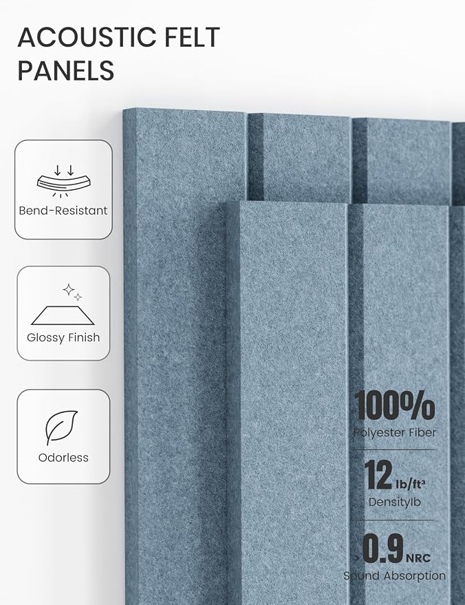 Fluxynara 36" x 24" Large Felt Bulletin Board, Dusty Blue | 6 Pack Cork Board Alternative with 30 Safe Adhesive Tabs, Felt Pin Boards for Wall Decor, Home, Office, Classroom, Dorm