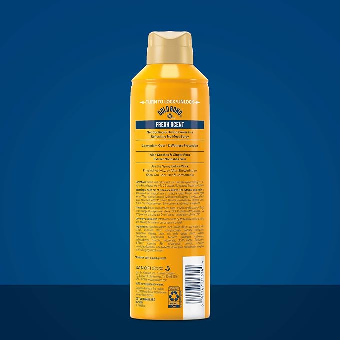 Gold Bond No Mess Talc-Free Body Powder Spray, 7 oz., Fresh Scent, With a Triple Action Formula (Pack of 2)