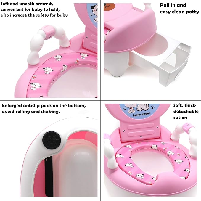 XKMT- Baby Kids Portable Bear Blue Potty Training Seat Toddler Lovely Toilet Seat Stool Chair [P/N: ET-BABY003-PINK]