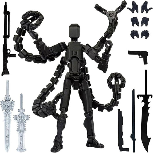 Already Assembled T13 Action Figure Accessories,T13 Multi-Jointed Movable,for Collectors Desktop Decorations t-13 Movability 3D Printed Toys (Black, 7.2 Inch)