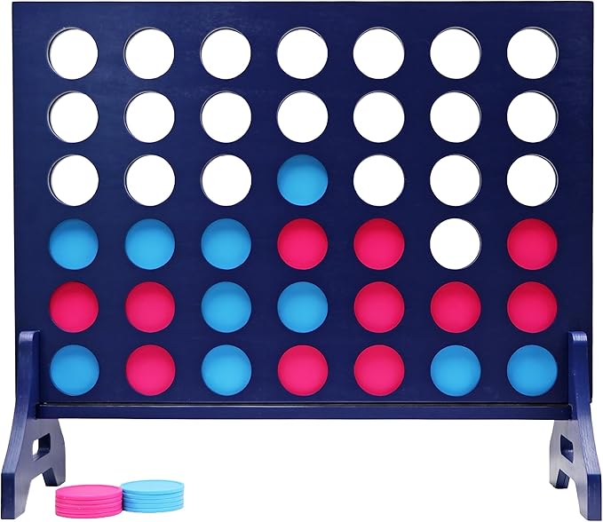 Tailgating Pros Premium Navy Giant Four in a Row with Carrying Case - Jumbo Oversized Outdoor Yard Game - Connect Multiple Pucks in a Row to Win - Many Puck Colors Available!