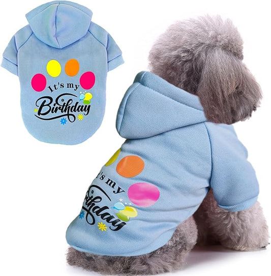 Jecikelon Winter Printed Dog Hoodies Sweatshirts Warm Clothes for Small Dogs Chihuahua Coat Puppy Clothing Cat Custume (Light Blue, X-Small)