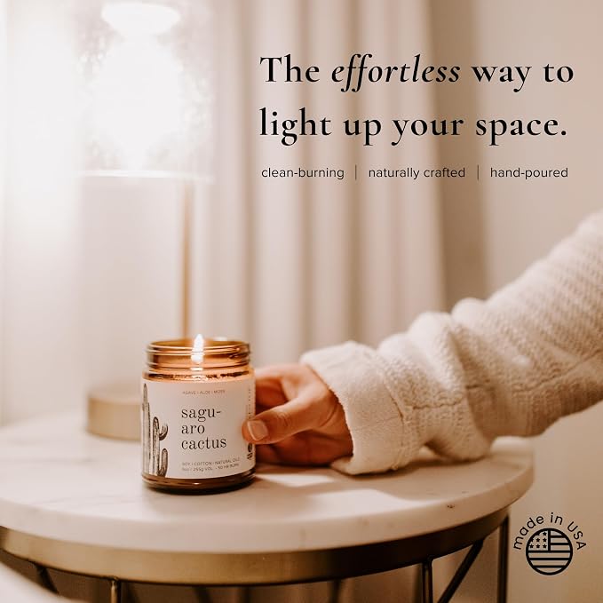 Broken Top Saguaro Cactus Pure Soy Candle | 9 oz. | Agave, Aloe & Moss. 50-Hour Burn Time. Natural Cotton Wick, Vegan, No Parabens, No Phthalates