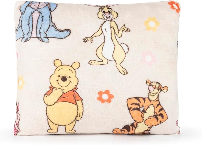 Jay Franco Kids 3 Piece Gift Set – 12" Shaped Character Pillow, 12" Decorative Pillow & 40" x 50" Throw Blanket, Ultra-Soft Plush Bedding, Couch Décor & Holiday Travel Set, Blue - Winnie The Pooh