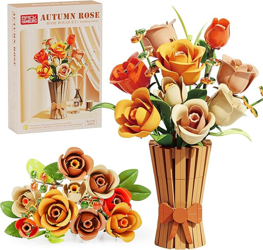 Flowers Bouquet Building Set 868 PCS Rose Botanical Collection Kit Artificial Flowers Toys Botanical Collection DIY Unique Home&Office Bonsai Decoration Gift for Valentine's Day Mother's Day Christmas