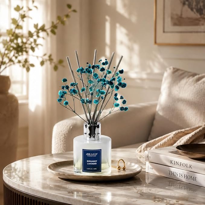 Airkeep Reed Diffuser Set,3.38 fl oz (100 ml) - Bergamot Lavender Oil Diffusers with 8 Reed Sticks, Home Fragrance Reed Diffuser for Bathroom Shelf Decor