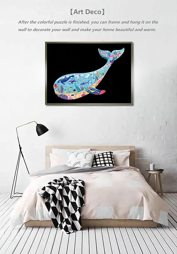 Jigsaw Puzzles for Kids Ages 4-8, 8-10, Colorful Animal Shaped Puzzle Floor Puzzles Children Learning Educational Toys Games Gifts for Boys and Girls (Whale-50 PCS)