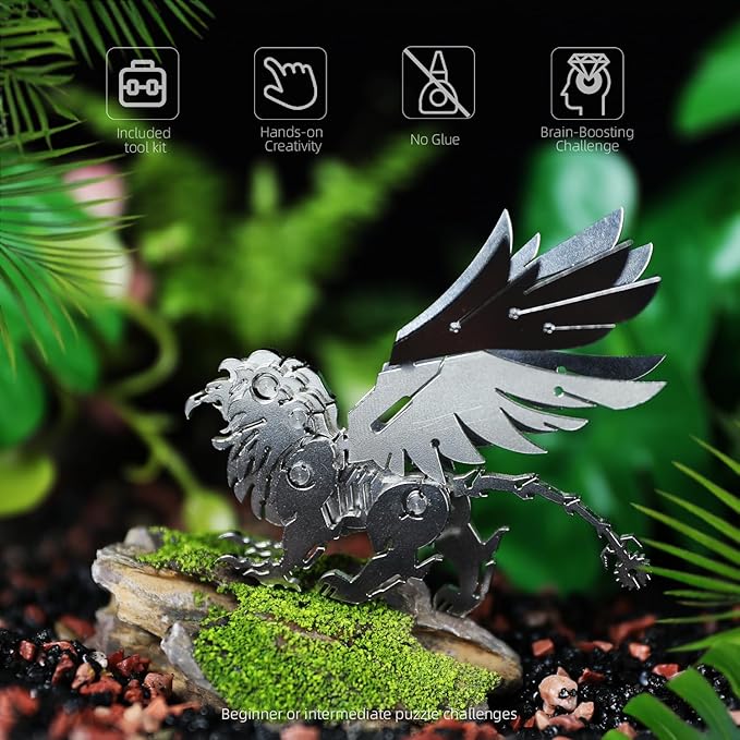 Mythical Griffin 3D Metal Puzzle Model for Adults, Eagle-Lion DIY Building Model Kit, Fantasy Building Figurine for Gamers or Desk Metal Decor