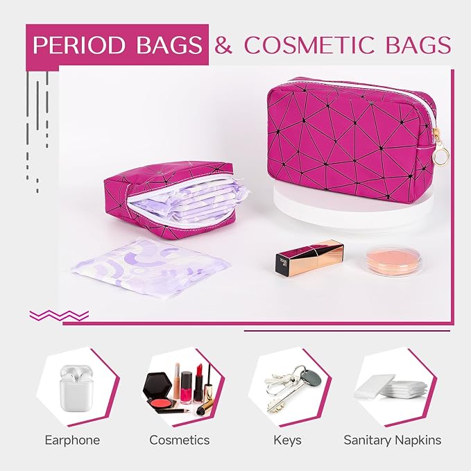 Likesing Period Bag for Teen Girls, Leather Sanitary Napkin Storage Bag, Portable Menstrual Pad Bag Period Pads Pouch, Small Make Up Bags