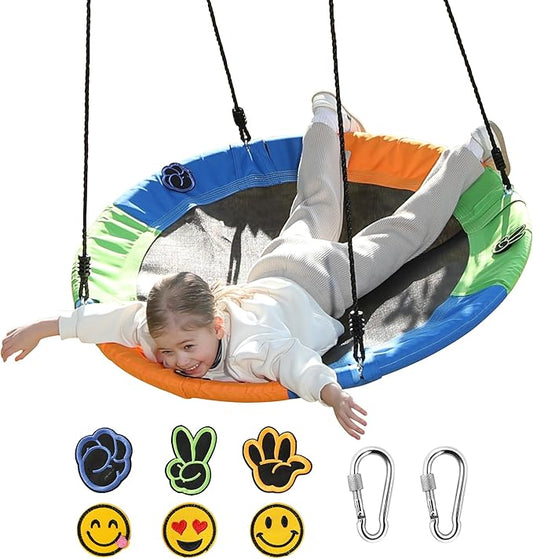 Saucer Tree Swing Seat for Kids 40 Inch Outdoor Round Tree Swing for Children Heavy Duty Safe Durable Easy Install for Backyard