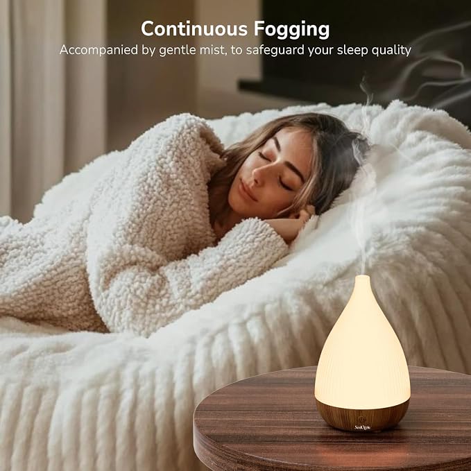 SOULORIGIN Ultrasonic Essential Oil Diffuser, Home Fragrance Aroma Diffuser with Auto Shut-Off, 8-Color Night Light & Ultra-Quiet Operation, BPA-Free Portable Aromatherapy Humidifier for Home (Dark)