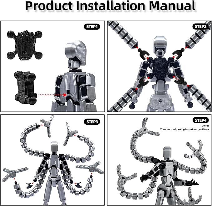Already Assembled T13 Action Figure Accessories,Dummy 13 T13 Multi-Jointed Movable,for Collectors Desktop Decorations t-13 Movability 3D Printed Toys (Black)
