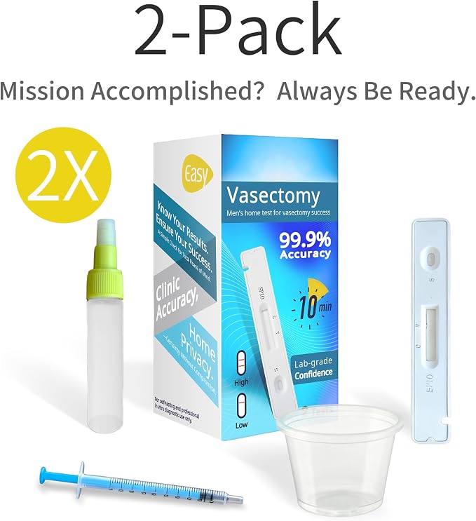 Vasectomy At Home Test Kit, Private Fast Accurate Post Vasectomy Sperm Check, Easy Operation Quick Read Results 2 Tests