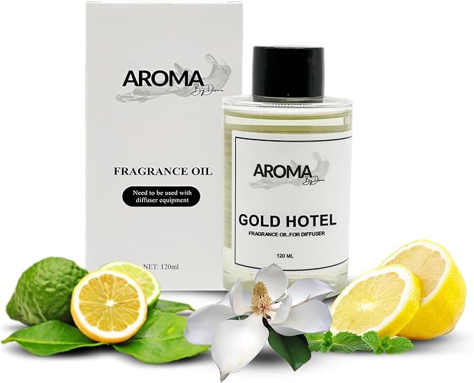 Essential Oils for Diffuser - Gold Hotel Fragrance Oil Blend - Luxury Hotel Inspired Aromatherapy Oils - Bergamot, Lemon and Lemongrass Scent - 120ml