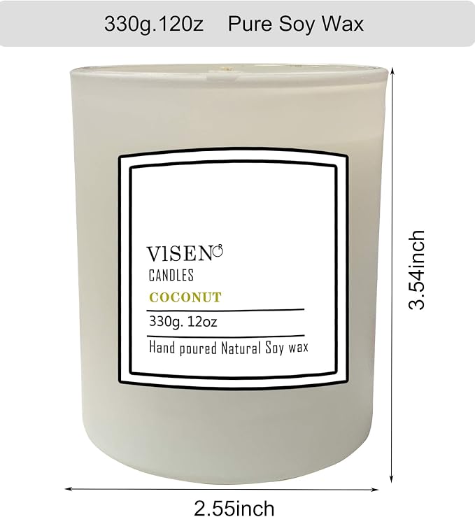 Soy Scented Candles, Natural Organic Candles for Home Scented with Thick Frosted Glass and Bamboo Wood Lid, 12 Oz/50 Hour Long-Lasting, Highly Scented Candle for Fall Decor Great Gifts(Jasmine)