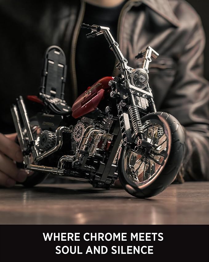 Nifeliz Chopper Motorcycle Building Set for Adults, Classic Vintage Motorbike Model Toy for Display, Collectible Gift for Motorcycle Fans (NF10308, 572 PCS)