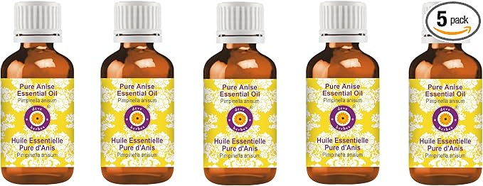 Deve Herbes Pure Anise Essential Oil (Pimpinella anisum) Steam Distilled (Pack of Five) 100ml X 5 (16.9 oz)