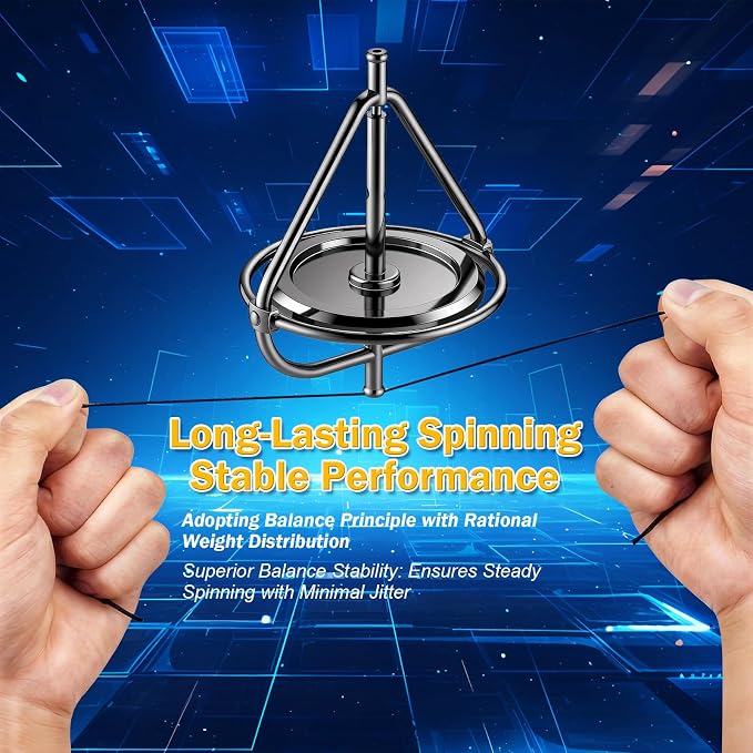 Gyroscope, Long-Lasting Spin,Anti-Gravity Spinner Toys,Physics Toys,Precision Gyroscope,Metal Anti-Gravity Spinning Top Balance Toy,Educational Gift, Premium Fidget Toy. (Black, Large Size)