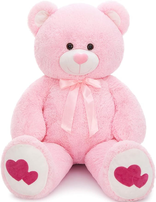 MaoGoLan Giant Pink Teddy Bear Plush 42",Big Bear Stuffed Animal with Heart Footprints and Heart Nose,Large Valentines Teddy Bear for Girlfriend,Wife,Lover-Anniversary, Birthday,Long Distance
